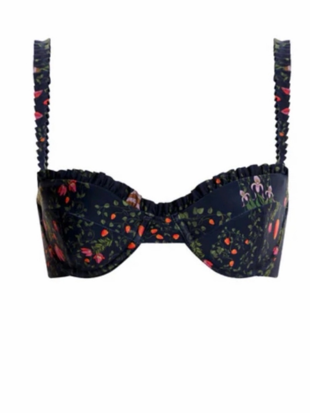 Aqua Bendita- Vera Bouquet Black Floral Bikini Top - Picture 1 of 3